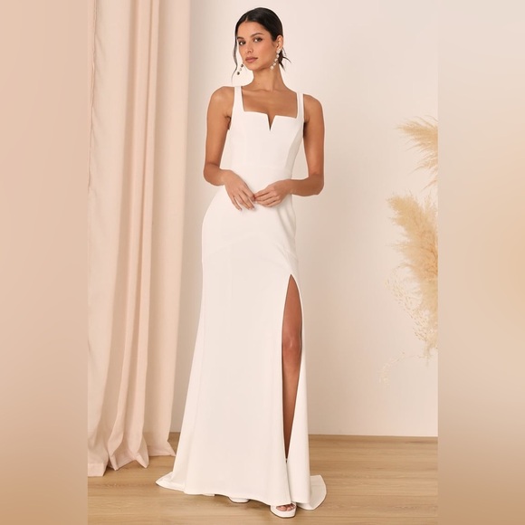 Lulus Dresses & Skirts - Lulus - Everlasting Promise White Notched Backless Mermaid Maxi Dress - Large